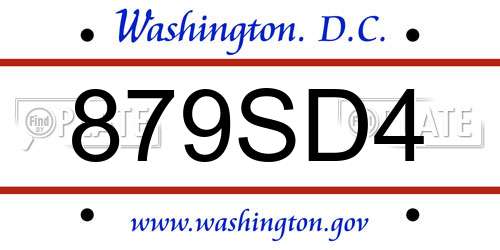 879SD4 District Of Columbia License Plate