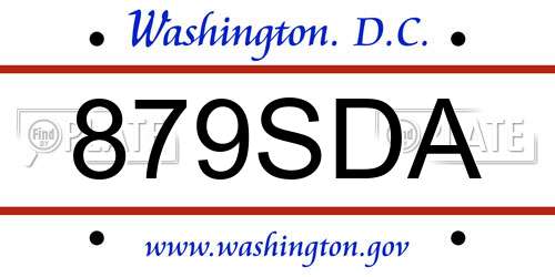 879SDA District Of Columbia License Plate