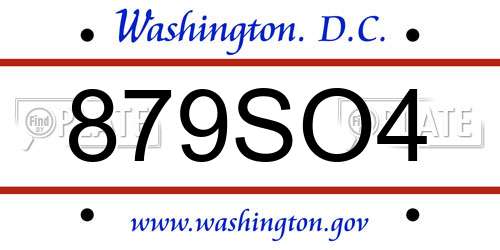 879SO4 District Of Columbia License Plate