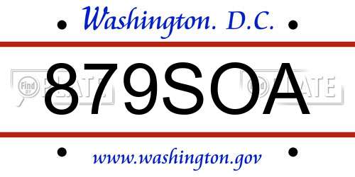 879SOA District Of Columbia License Plate