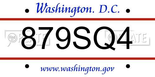 879SQ4 District Of Columbia License Plate