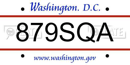 879SQA District Of Columbia License Plate