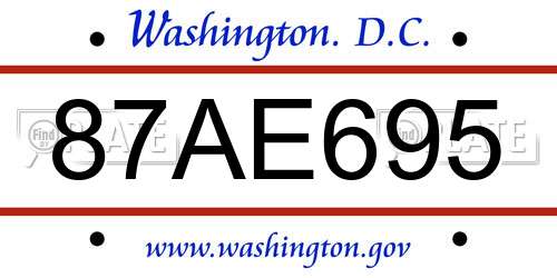 87AE695 District Of Columbia License Plate