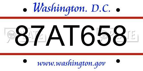 87AT658 District Of Columbia License Plate