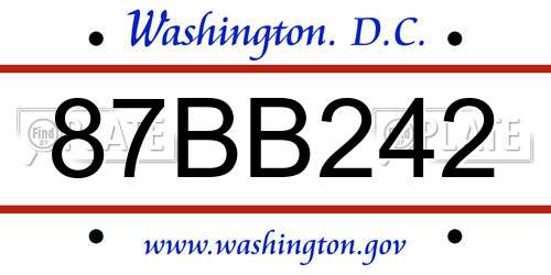 87BB242 District Of Columbia License Plate