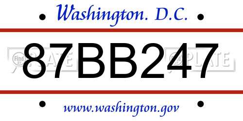 87BB247 District Of Columbia License Plate