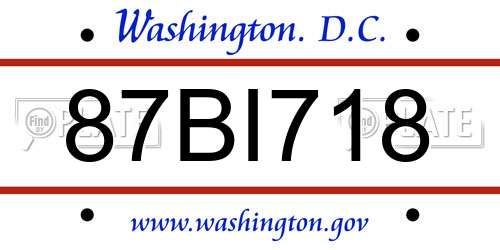 87BI718 District Of Columbia License Plate