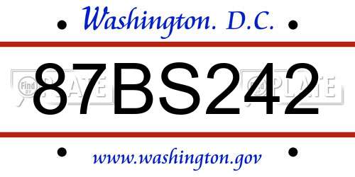 87BS242 District Of Columbia License Plate