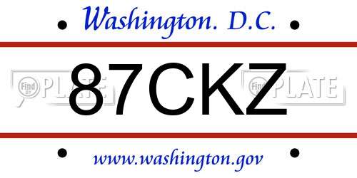 87CKZ District Of Columbia License Plate