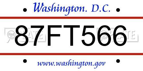 87FT566 District Of Columbia License Plate