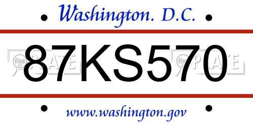 87KS570 District Of Columbia License Plate
