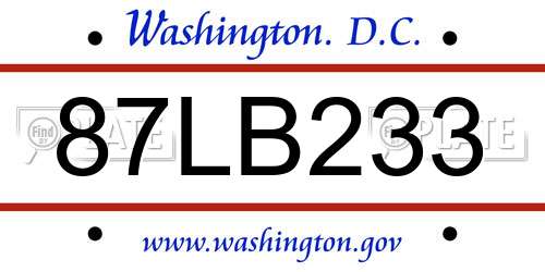 87LB233 District Of Columbia License Plate