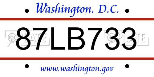 87LB733 District Of Columbia License Plate
