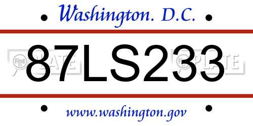 87LS233 District Of Columbia License Plate