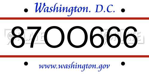 87OO666 District Of Columbia License Plate