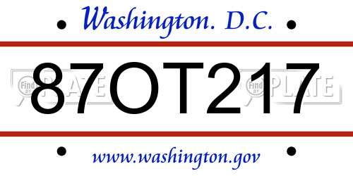 87OT217 District Of Columbia License Plate