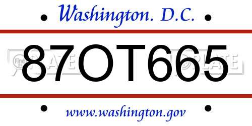 87OT665 District Of Columbia License Plate