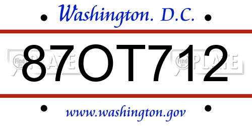 87OT712 District Of Columbia License Plate