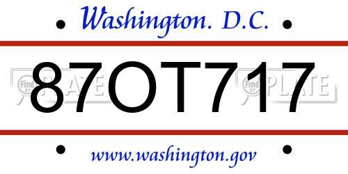 87OT717 District Of Columbia License Plate