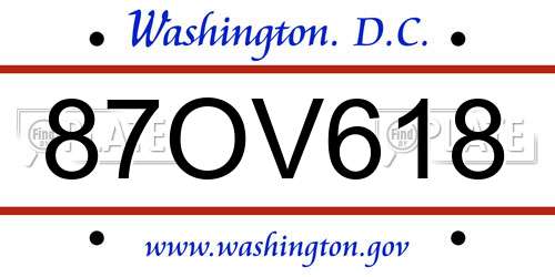 87OV618 District Of Columbia License Plate