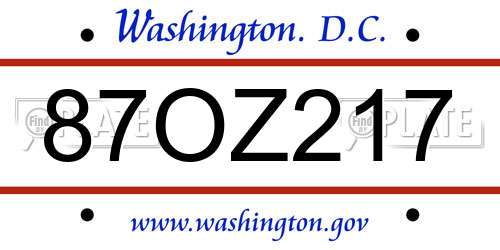 87OZ217 District Of Columbia License Plate