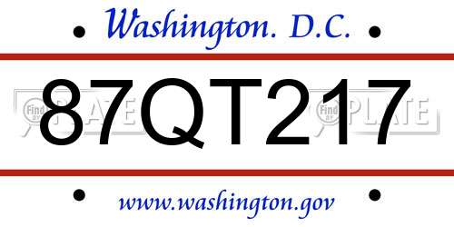 87QT217 District Of Columbia License Plate