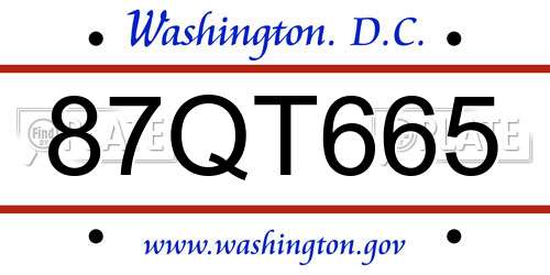 87QT665 District Of Columbia License Plate