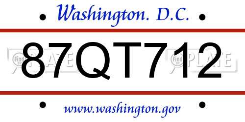 87QT712 District Of Columbia License Plate