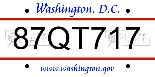 87QT717 District Of Columbia License Plate