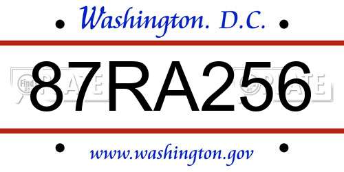 87RA256 District Of Columbia License Plate