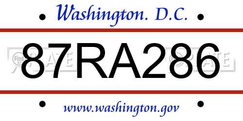 87RA286 District Of Columbia License Plate