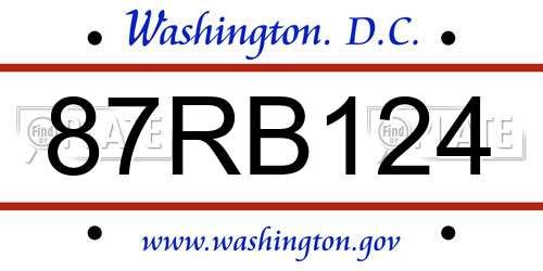 87RB124 District Of Columbia License Plate