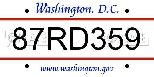 87RD359 District Of Columbia License Plate