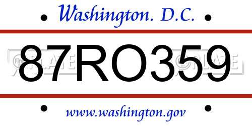 87RO359 District Of Columbia License Plate