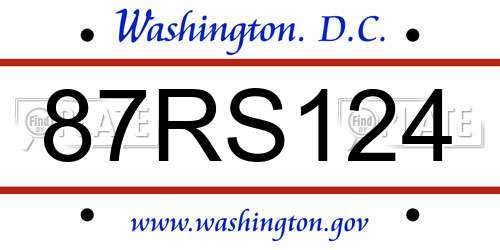 87RS124 District Of Columbia License Plate