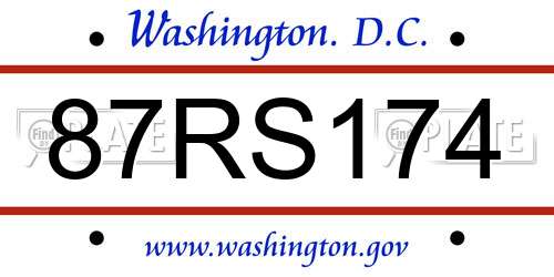87RS174 District Of Columbia License Plate