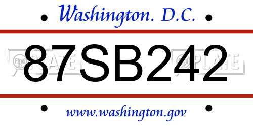 87SB242 District Of Columbia License Plate