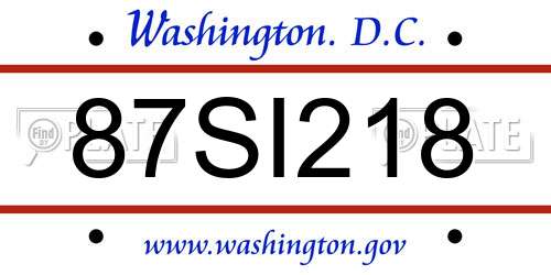 87SI218 District Of Columbia License Plate