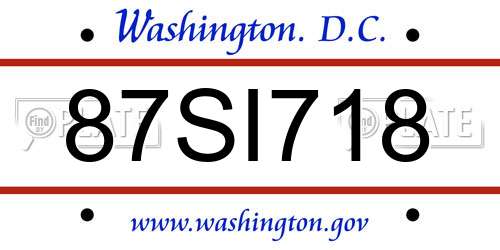 87SI718 District Of Columbia License Plate