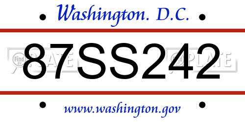 87SS242 District Of Columbia License Plate
