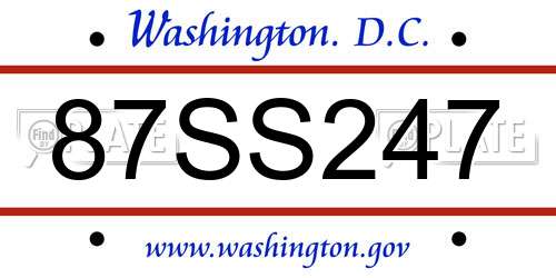 87SS247 District Of Columbia License Plate