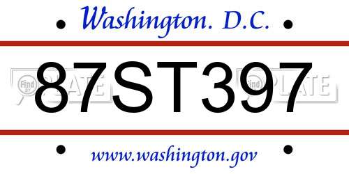 87ST397 District Of Columbia License Plate