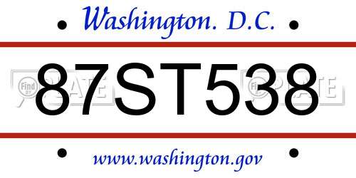 87ST538 District Of Columbia License Plate