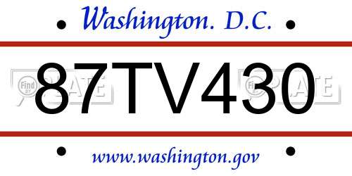 87TV430 District Of Columbia License Plate