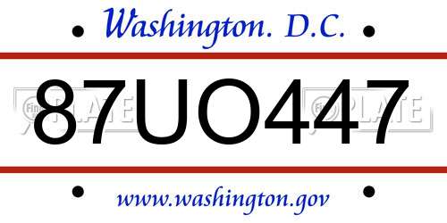 87UO447 District Of Columbia License Plate