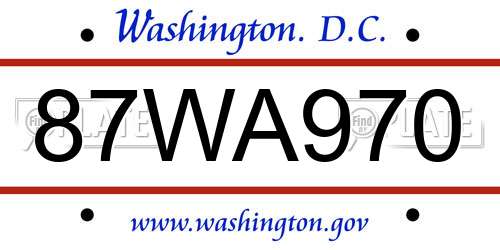 87WA970 District Of Columbia License Plate