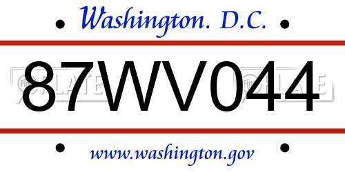 87WV044 District Of Columbia License Plate