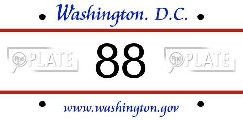 88 District Of Columbia License Plate