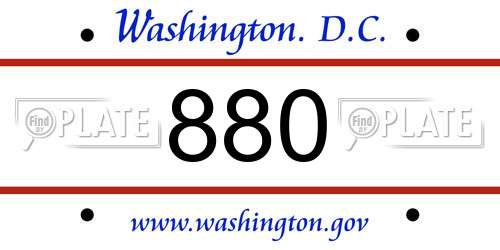 880 District Of Columbia License Plate