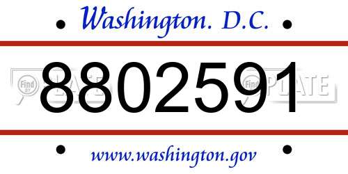 8802591 District Of Columbia License Plate